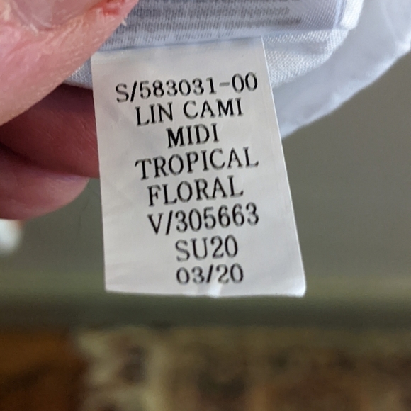 𝅺gap Floral Linen/Cotton Blend Spring Summer Dress Large Tropical Print Dress - Picture 8 of 12